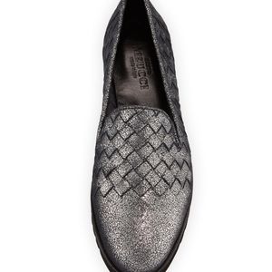 Sesto Meucci Naia Iconic leather black Holiday mettalic loafers Size 9.5